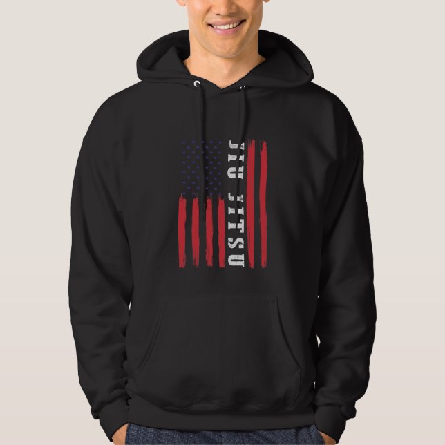 Martial Arts American Flag Brazilian Jiu Jitsu Hoodie (Front)