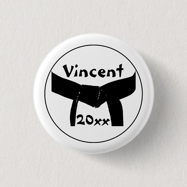 Martial Arts Basic Black Belt 3 Cm Round Badge (Front)