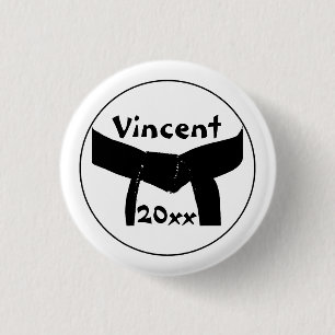 Martial Arts Basic Black Belt 3 Cm Round Badge