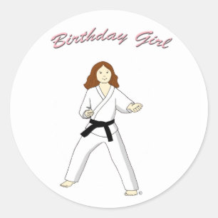 Martial Arts Birthday Girl Stickers
