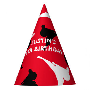 Martial arts Birthday party hat with karate poses