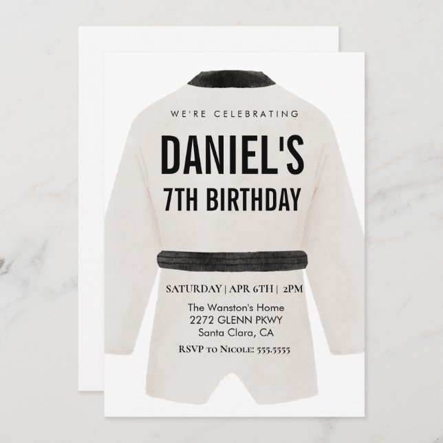 Martial arts birthday party invitation (Front/Back)
