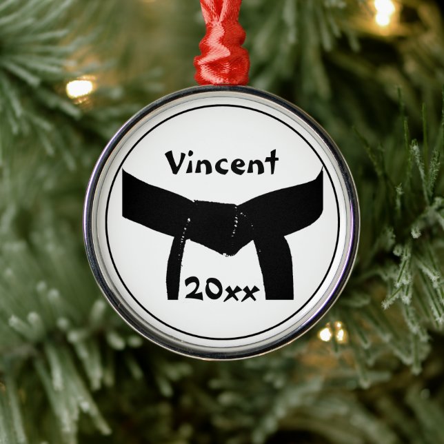 Martial Arts Black Belt Club Dated Metal Ornament (Tree)