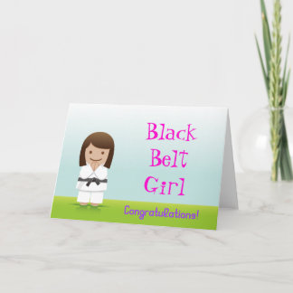 Martial Arts Black Belt Girl Congratulations Card