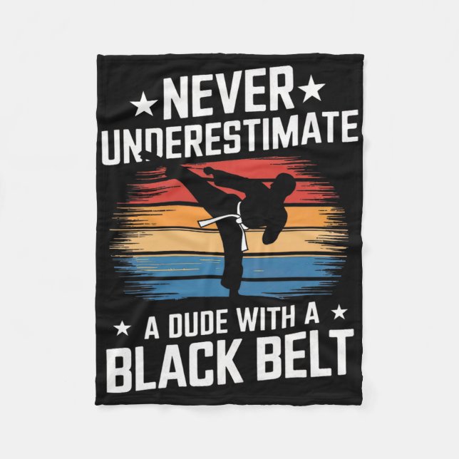 Martial Arts Black Belt Karate Jiu Jitsu Taekwondo Fleece Blanket (Front)