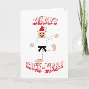 Martial Arts Black Belt Merry Kick-Mas Christmas Holiday Card