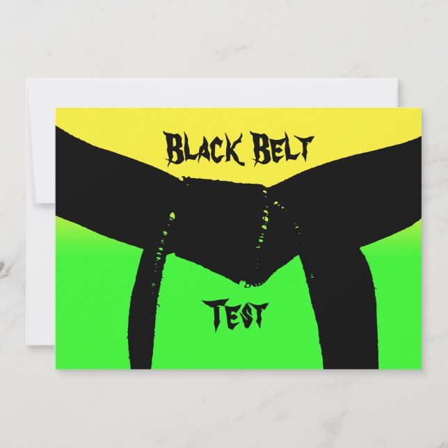 Martial Arts Black Belt Rank Test yellow green Invitation (Back)