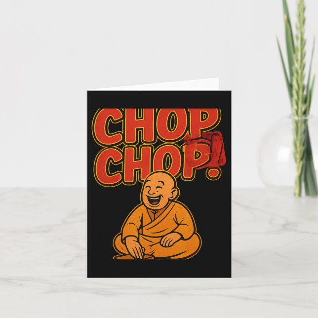 Martial Arts Boxing Humour Chop Chop Cartoon Pries Card (Front)