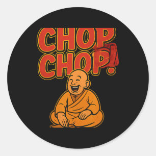 Martial Arts Boxing Humour Chop Chop Cartoon Pries Classic Round Sticker