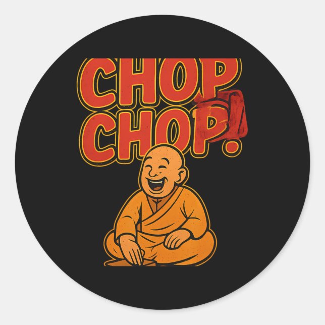 Martial Arts Boxing Humour Chop Chop Cartoon Pries Classic Round Sticker (Front)