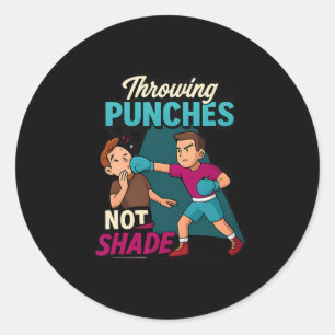 Martial Arts Boxing Humour Throwing Punches Design Classic Round Sticker