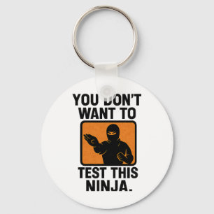 Martial Arts Boxing Ninja Danger Stencil Graphic Key Ring