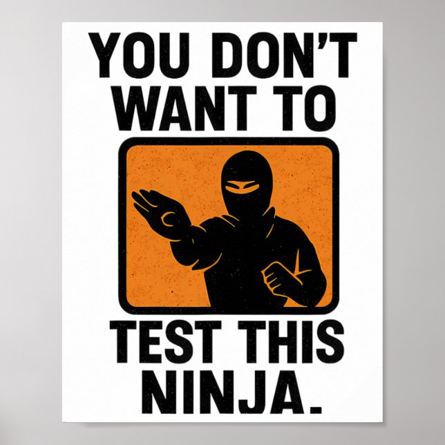 Martial Arts Boxing Ninja Danger Stencil Graphic  Poster (Front)