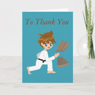 Martial Arts Boy Breaking Board Thank You Cards