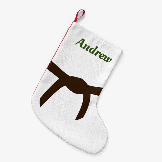 Martial Arts Brown Belt Small Christmas Stocking (Front (Hanging))
