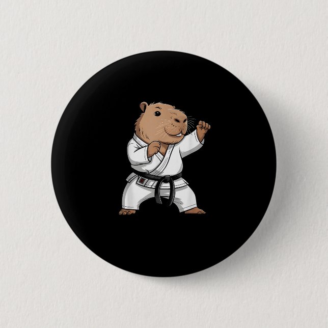 Martial Arts Capybara Funny Karate Taekwondo Jiu J 6 Cm Round Badge (Front)
