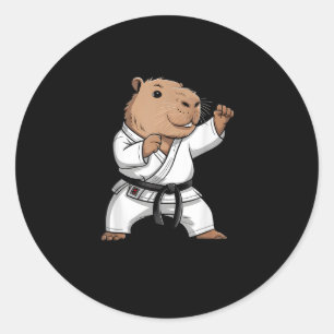 Martial Arts Capybara Funny Karate Taekwondo Jiu J Classic Round Sticker
