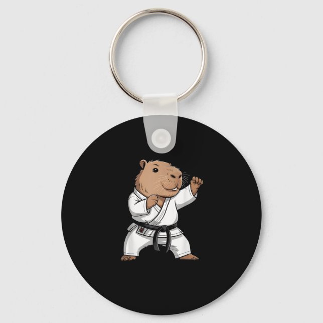 Martial Arts Capybara Funny Karate Taekwondo Jiu J Key Ring (Front)