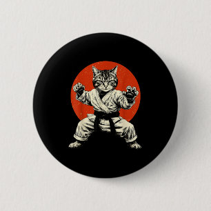 Martial Arts Cat Karate Judo Japanese Flag Funny J 6 Cm Round Badge