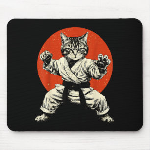 Martial Arts Cat Karate Judo Japanese Flag Funny J Mouse Pad