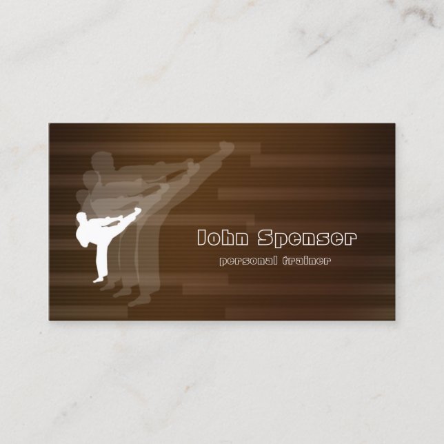 Martial Arts Coach Brown Business Card (Front)