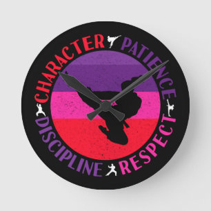 Martial Arts Core Values - Karate Round Clock