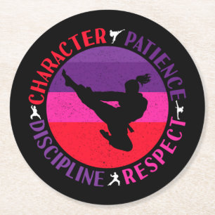 Martial Arts Core Values - Karate Round Paper Coaster