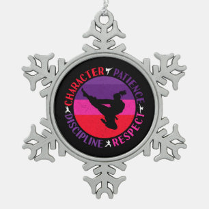 Martial Arts Core Values - Karate Snowflake Pewter Christmas Ornament