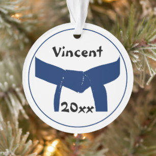 Martial Arts Dark Blue Belt Rank Ornament