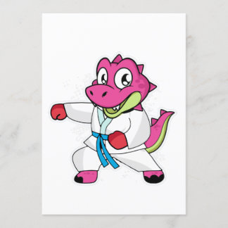 Martial Arts Dinosaur Girl Invitation