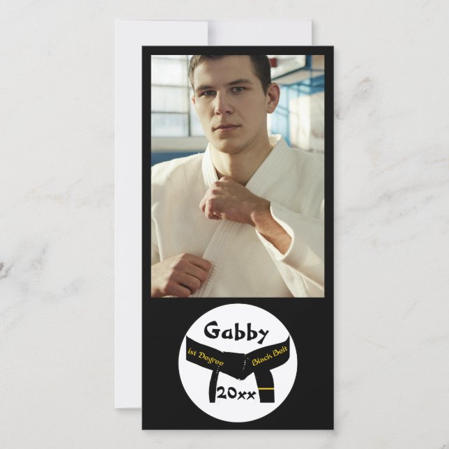 Martial Arts First Degree Black Belt Photo Card (Front)
