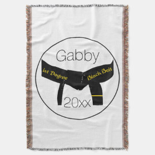 Martial Arts First Degree Black Belt Throw Blanket