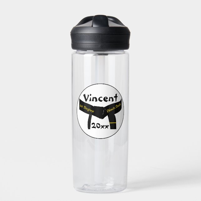 Martial Arts First Degree Black Belt Water Bottle (Front)
