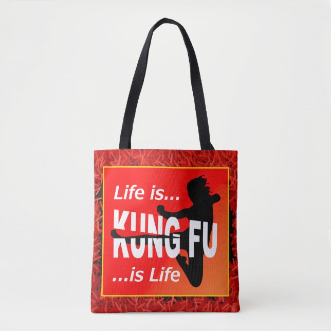 Martial Arts Flying Kick Girl | Life Is Kung Fu Tote Bag (Front)