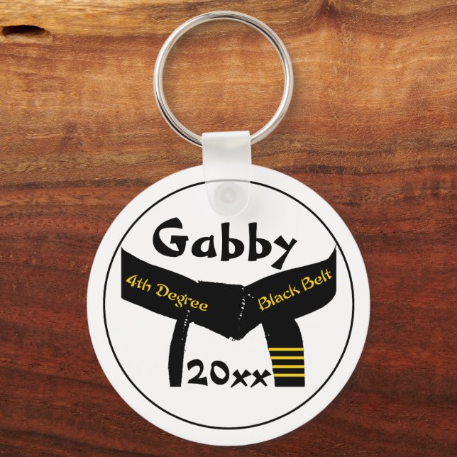 Martial Arts Fourth Degree Black Belt Keychain (Front)