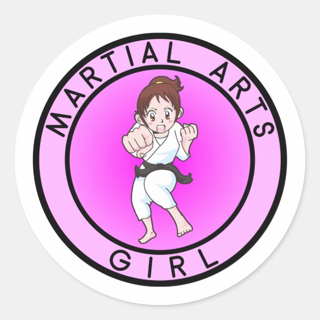 Martial Arts Girl Classic Round Sticker (Front)