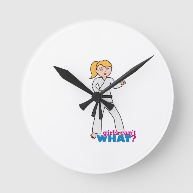 Martial Arts Girl Round Clock (Front)