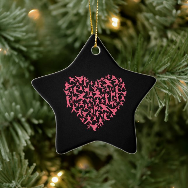 Martial Arts Girls Karate Heart Ceramic Ornament (Tree)