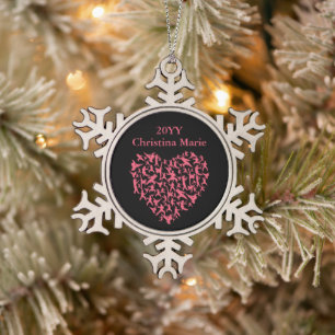 Martial Arts Girls Karate Heart Snowflake Pewter C Christmas Ornament