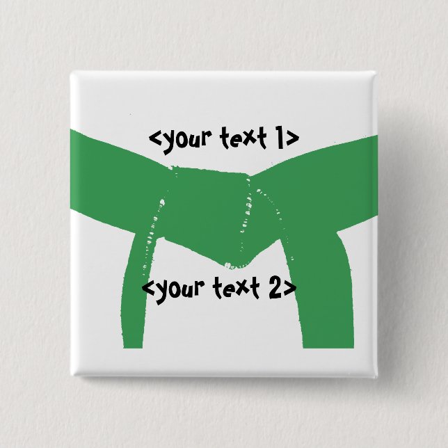 Martial Arts Green Belt 15 Cm Square Badge (Front)