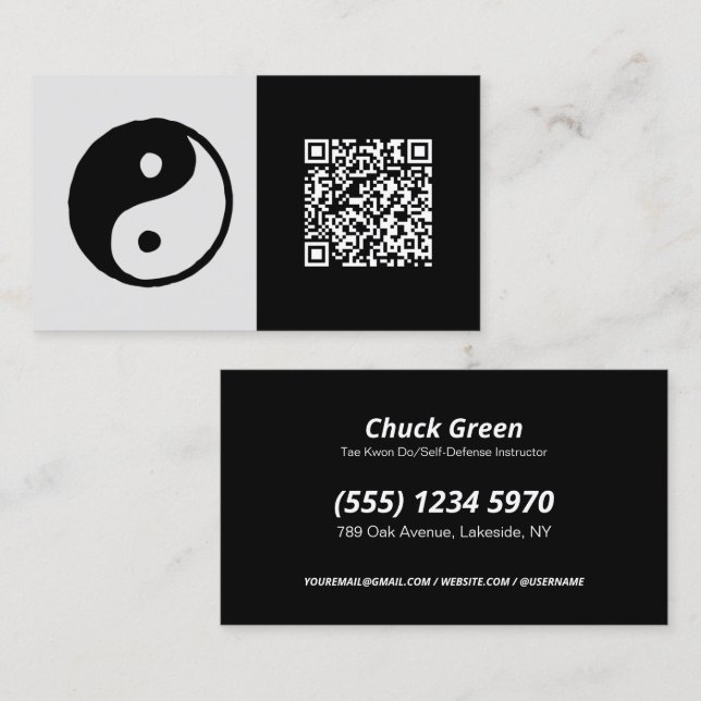 Martial Arts Instructor QR Business Card (Front/Back)