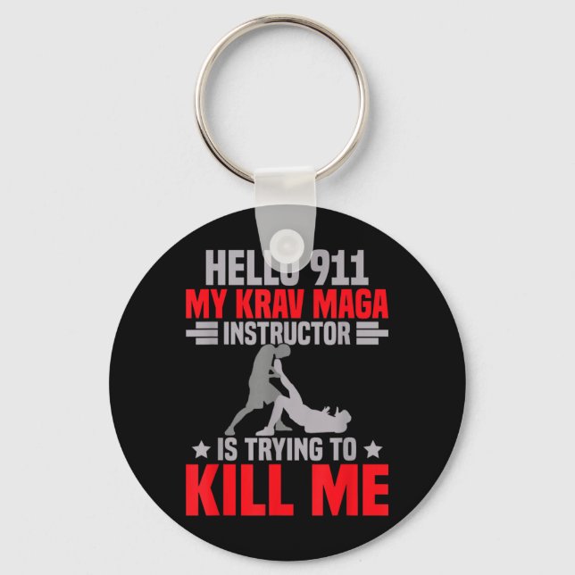 Martial Arts Instructor Self Defence Training Krav Key Ring (Front)