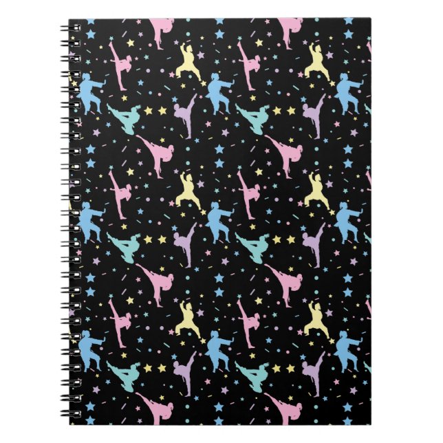 Martial Arts Karate Abstract Stars Sparkles Notebook (Front)