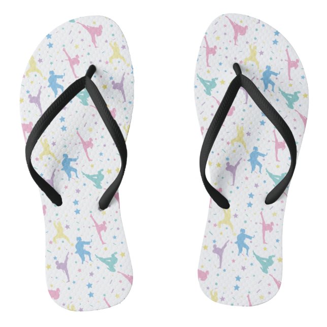 Martial Arts Karate Abstract Stars Sparkles Thongs (Footbed)