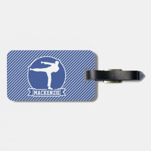 Martial Arts, Karate, Blue & White Stripes Luggage Tag
