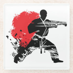Martial Arts Karate Combat Fighting Glass Coaster