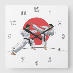 Martial Arts Karate Combat Fighting or Sparring Square Wall Clock