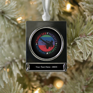 Martial Arts - Karate Core Values Silver Plated Banner Ornament