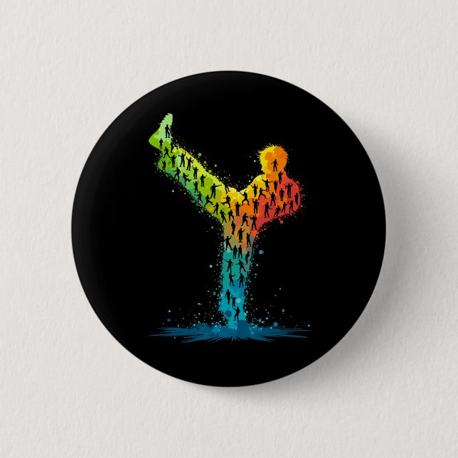 Martial Arts Karate Fighter  6 Cm Round Badge (Front)