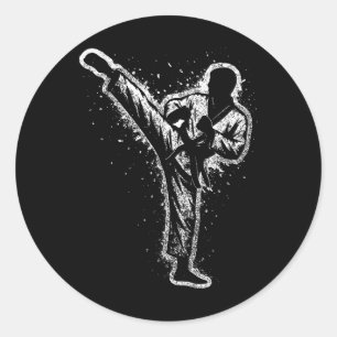 Martial Arts Karate Kick Taekwondo Belt Classic Round Sticker